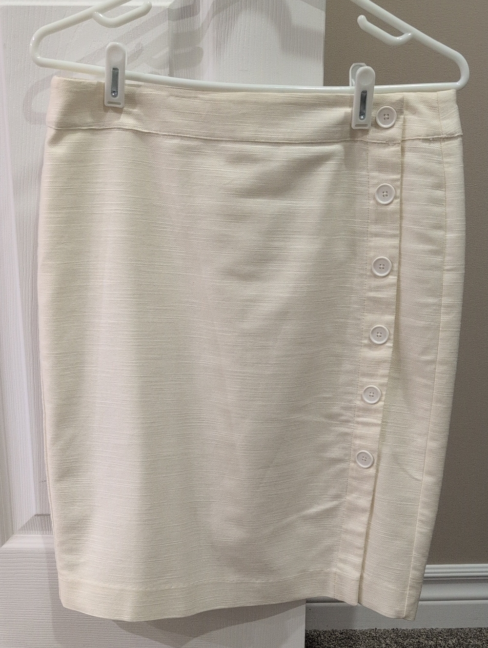 LOFT Cream Side-Button Pencil Skirt